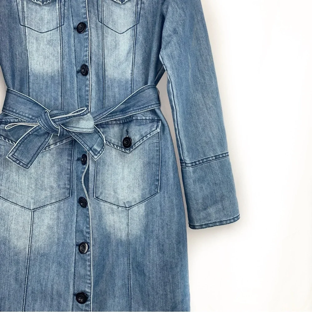 Bisou Bisou Button Front Denim Midi Dress - Picture 2 of 7